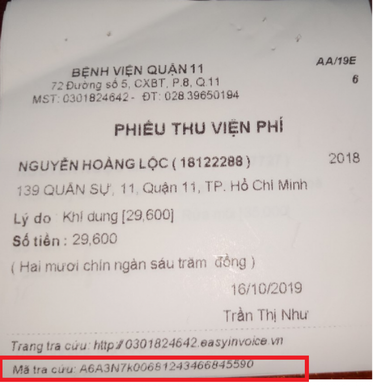 Hướng Dẫn Tra Cứu Hóa đơn điện Tử Bệnh Viện Quận 11 